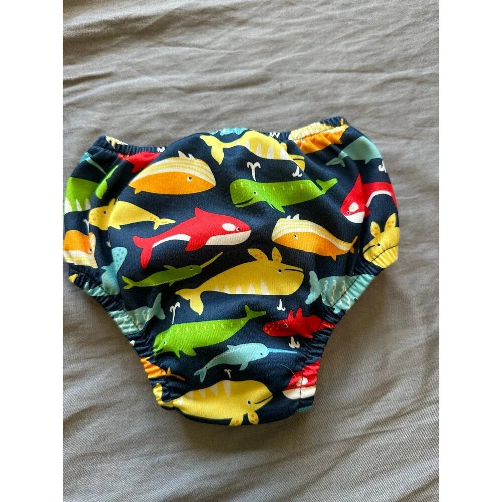 Green Sprouts Baby Colorful Whale League Reusable Absorbent Swim Diaper 24M